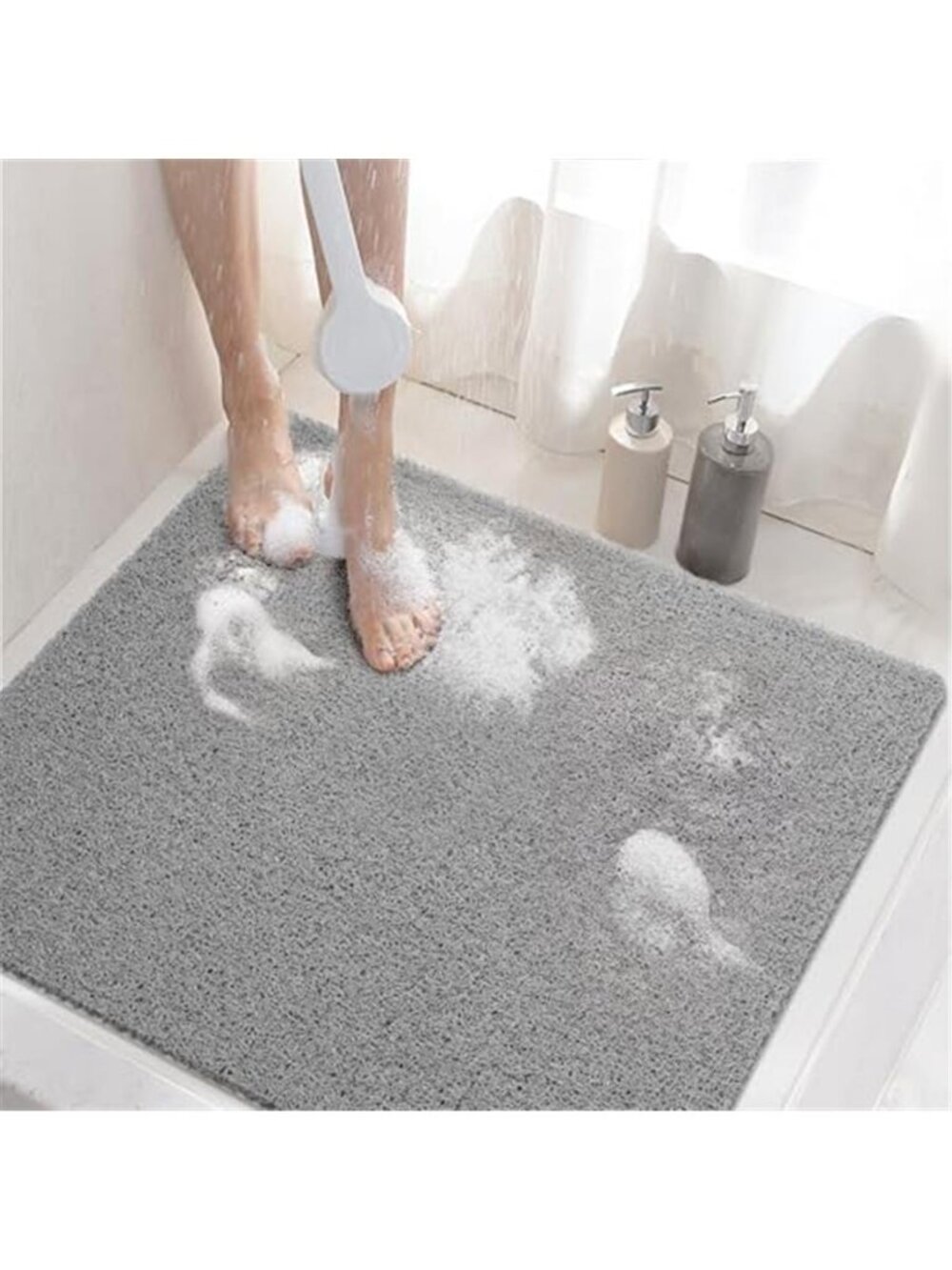 Non Slip Shower Mat PVC Bath Tub Safety Mat Quick Dry Drainage 24x24 Inch
